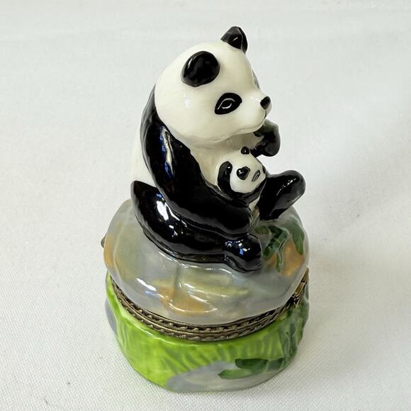 Panda With Baby Trinket Box With Panda Trinket - Picture 2 of 9
